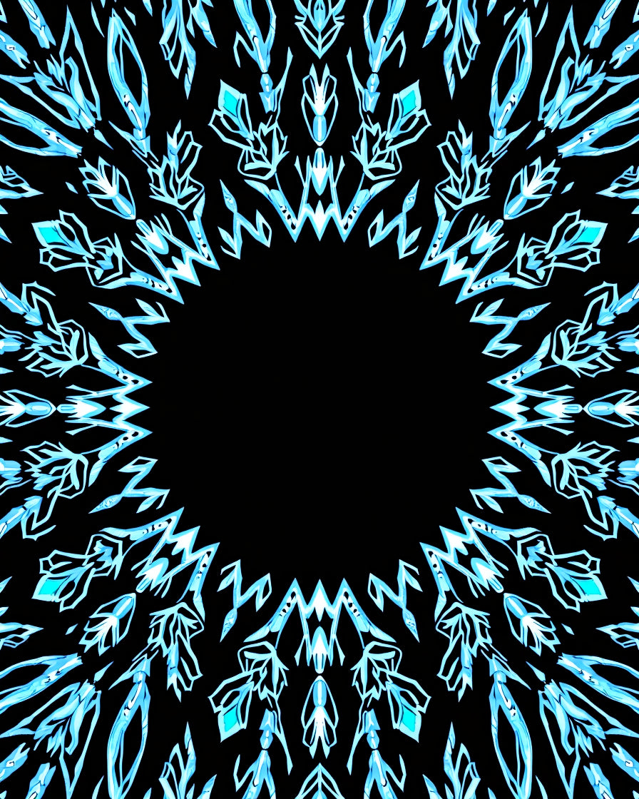 Abstract Ice Blue Radial Crests Rug