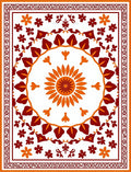 Crimson Orange Floral Medallion Border Rug