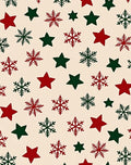 Festive Red Green Star Snowflake Rug