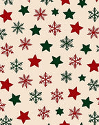 Festive Red Green Star Snowflake Rug