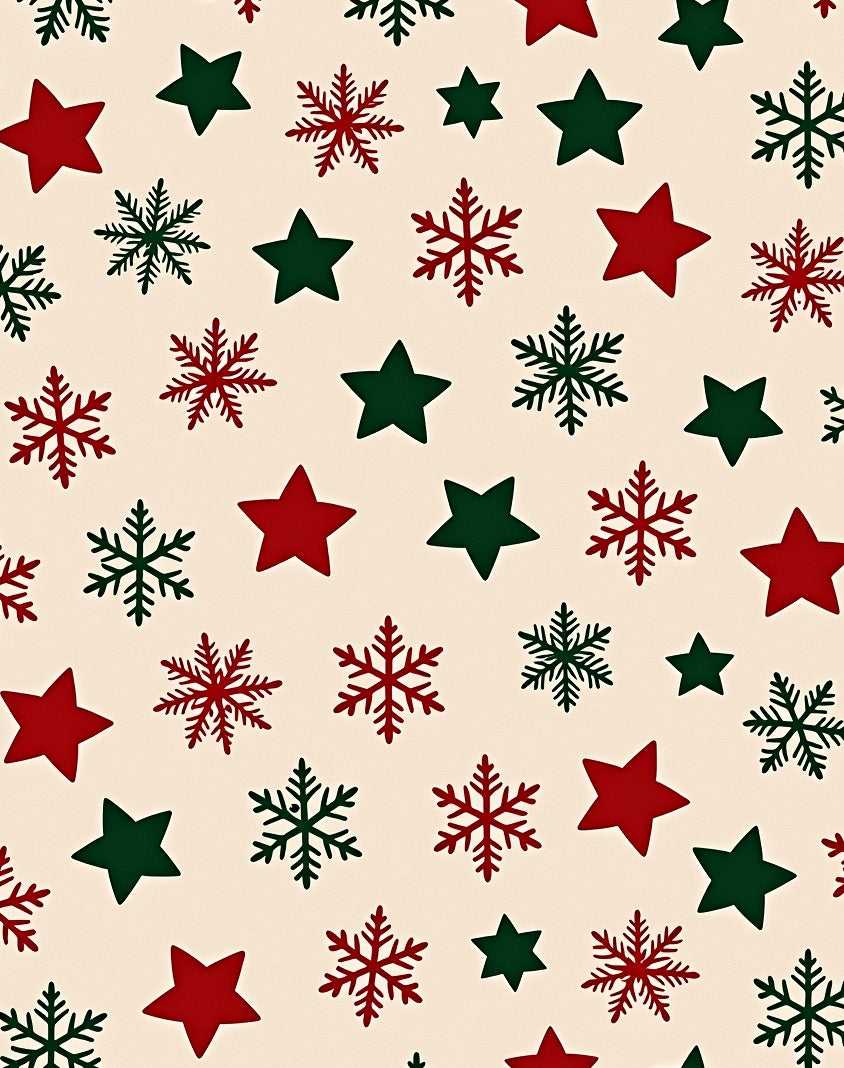 Festive Red Green Star Snowflake Rug