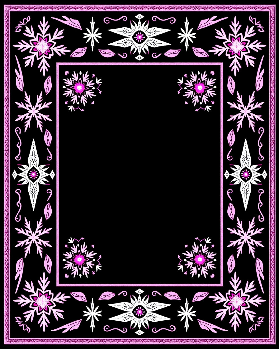 Fuchsia Snowflake Medallion Border Rug