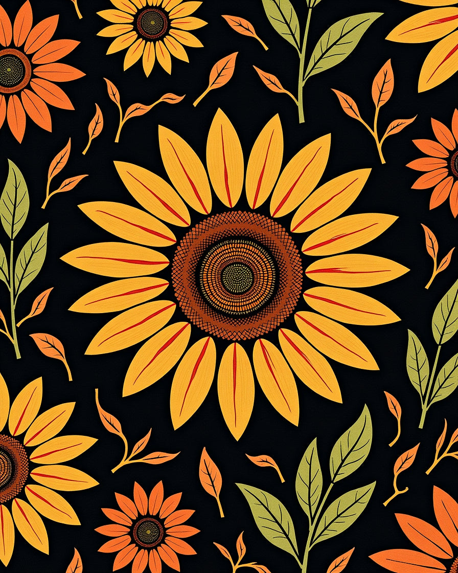 Golden Yellow Sunflower Garden Print Rug