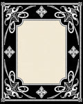 Black White Floral Scroll Border Rug
