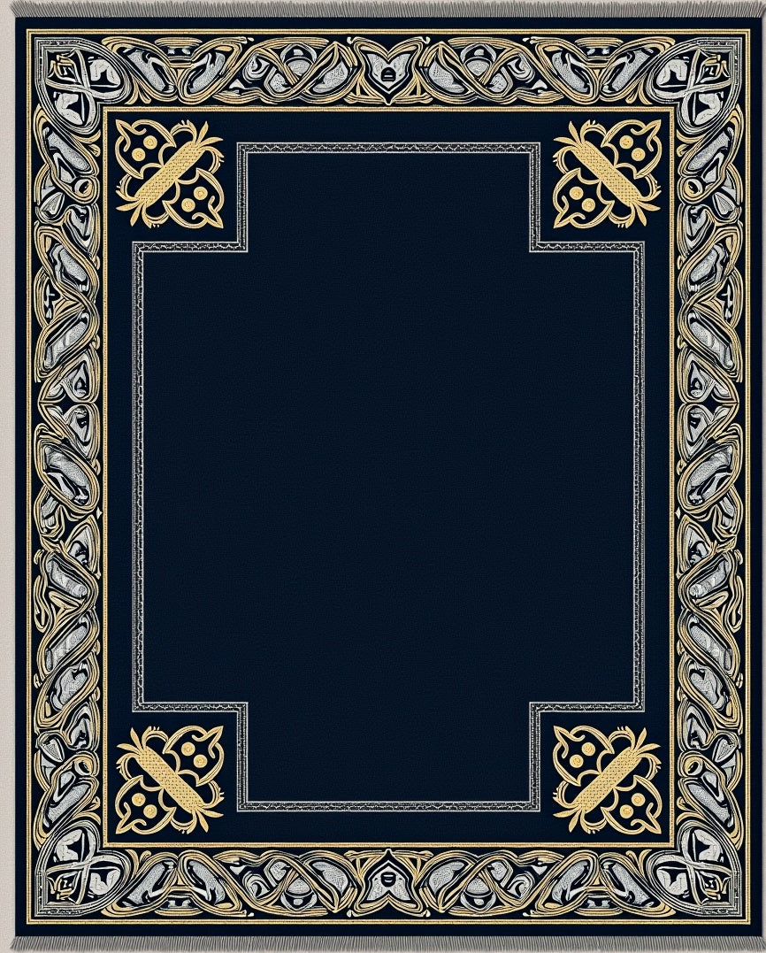 Ornate Gold Silver Celtic Border Rug