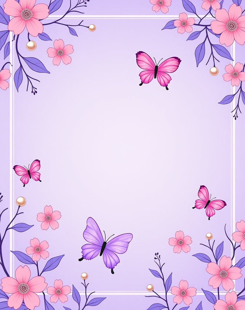 Lavender Pink Butterfly Floral Meadow Rug