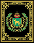 Regal Black Golden Laurel Dog Crest Rug