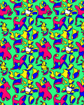 Vibrant Abstract Figures Pink Blue Yellow Rug