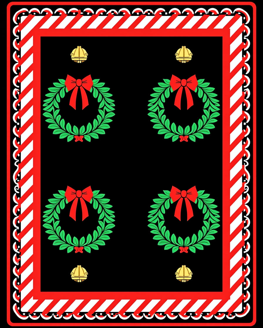 Festive Red Boughs and Bells Arrangement Rug