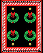 Festive Red Boughs and Bells Arrangement Rug