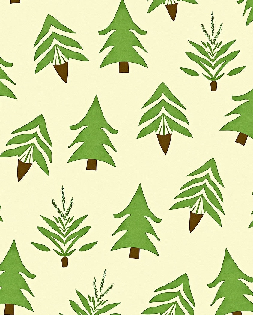 Chartreuse Green Forest Trees Repeating Landscape Rug