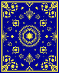 Royal Blue Yellow Starburst Medallion Rug
