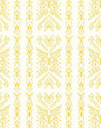 Golden Ochre Stylized Floral Stripe Rug