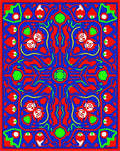 Bold Red Abstract Floral Medallion Rug