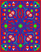 Bold Red Abstract Floral Medallion Rug