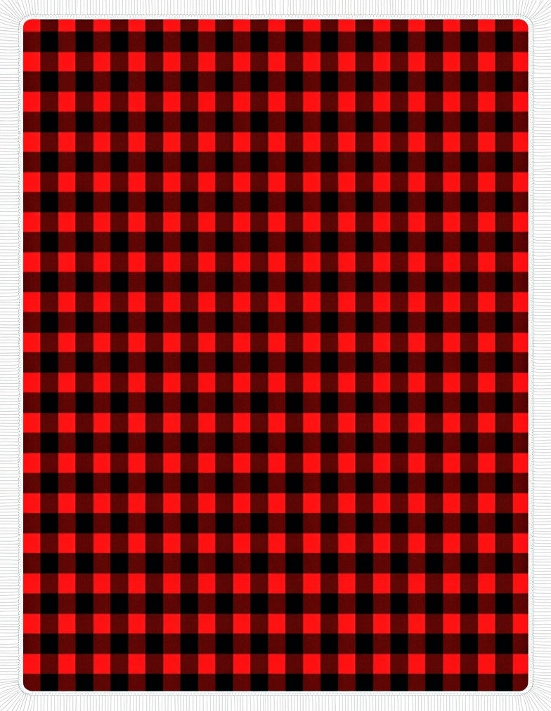 Classic Red Black Gingham Squares Rug