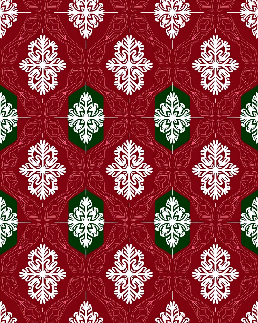 Crimson and Emerald Snowflake Medallions Rug