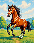 Majestic Bay Horse Countryside Meadow Rug