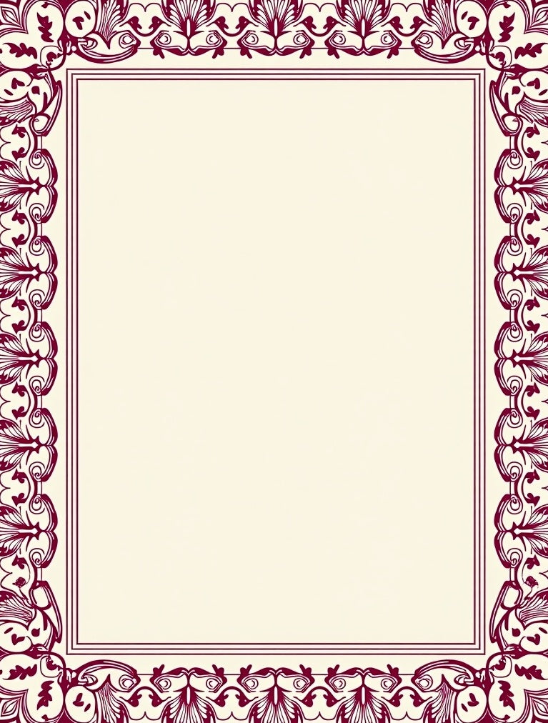 Crimson Ornate Floral Border Rug