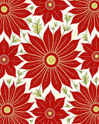 Bold Red Floral Medallion Vines Rug