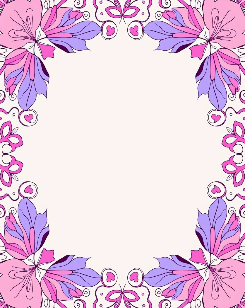 Whimsical Pink Purple Floral Corner Rug