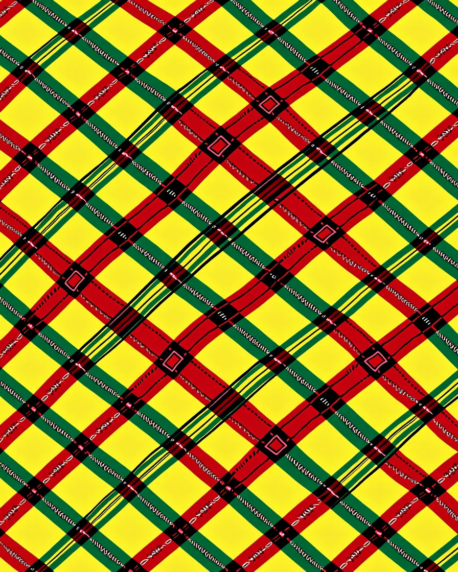 Vibrant Yellow Red Green Plaid Rug