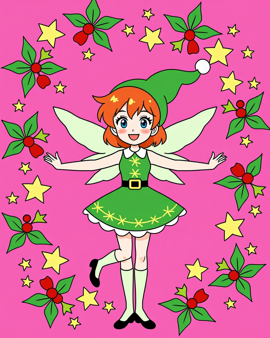 Whimsical Fairy Stars Poinsettia Pink Rug