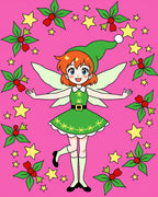 Whimsical Fairy Stars Poinsettia Pink Rug