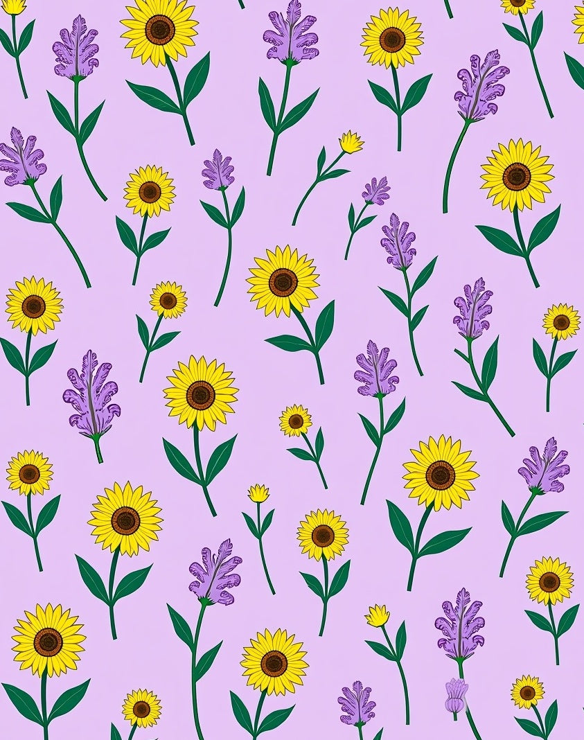 Golden Sunflowers Lavender Sprigs Meadow Rug