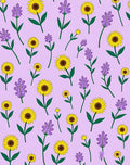 Golden Sunflowers Lavender Sprigs Meadow Rug