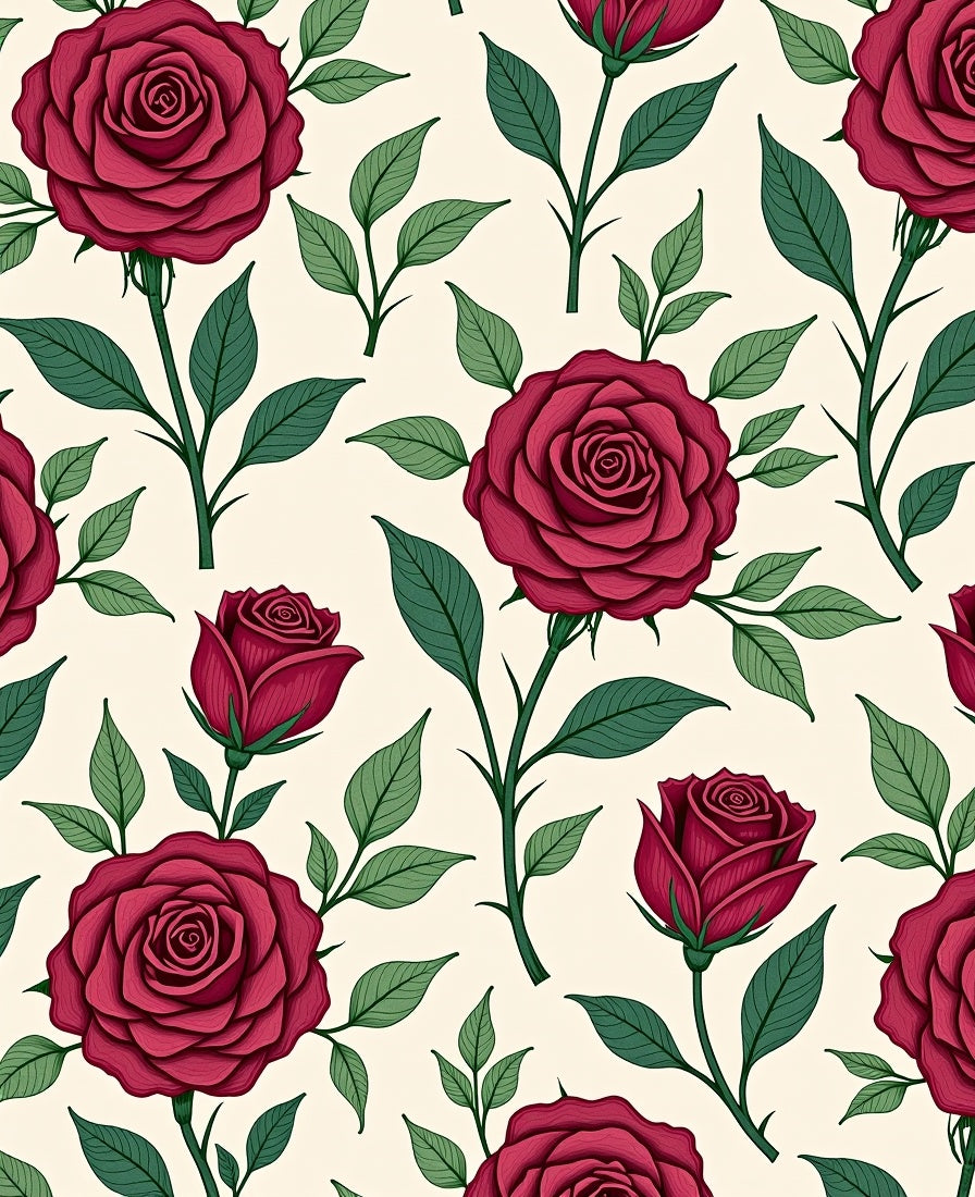 Crimson Rose Botanical Garland Rug