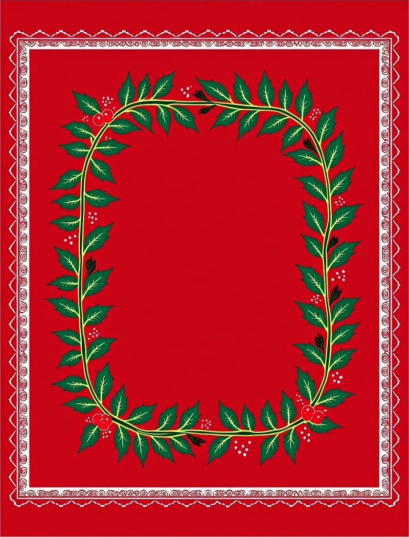 Crimson Holly Berry Garland Border Rug