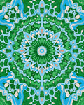 Emerald Green Blue Floral Mandala Rug