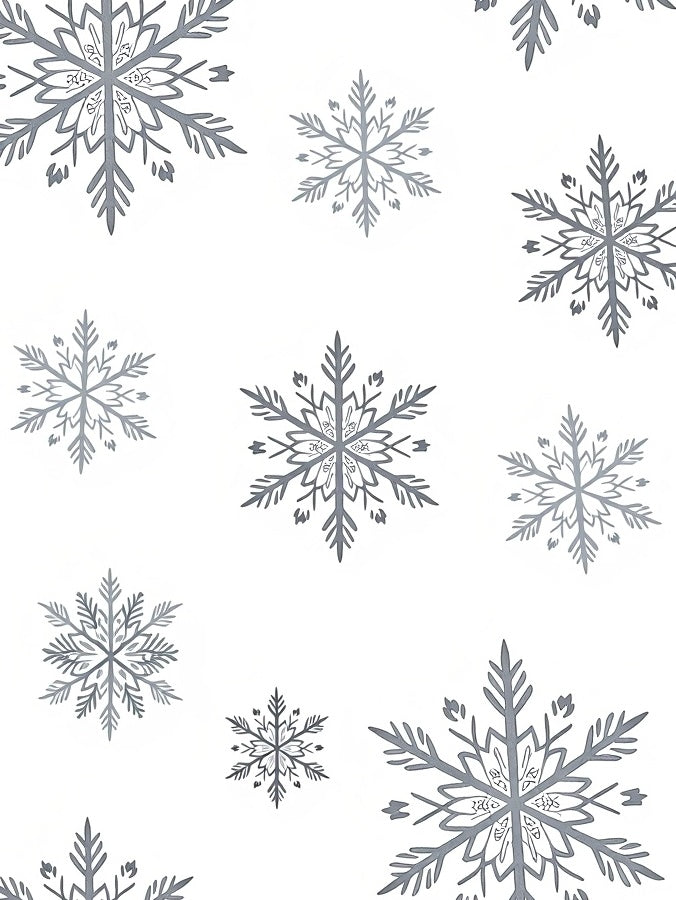 Classic Gray Snowflake Winter Arrangement Rug