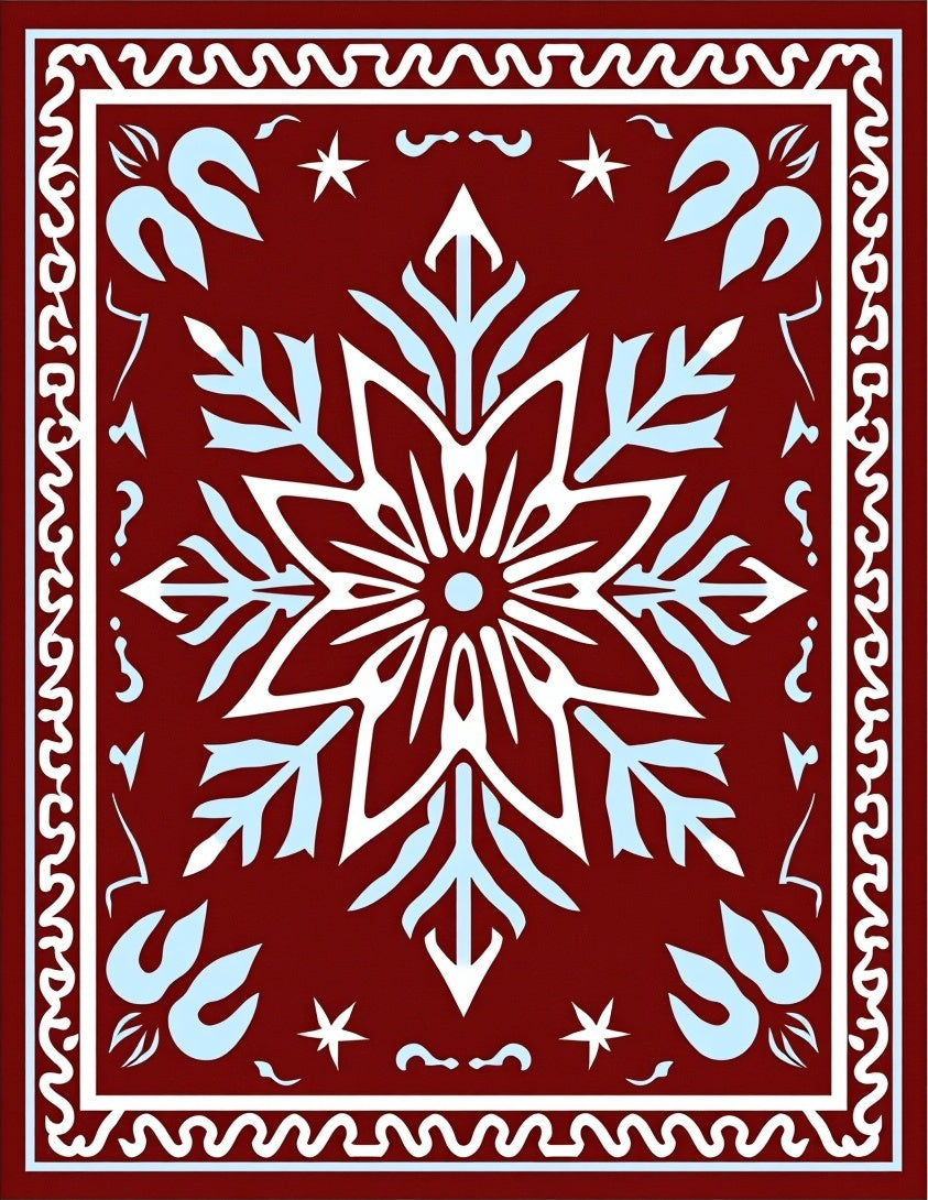 White Crimson Ice Petal Garland Rug