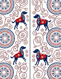 Folk Art Blue Dog Red Medallion Rug