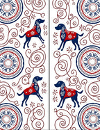Folk Art Blue Dog Red Medallion Rug