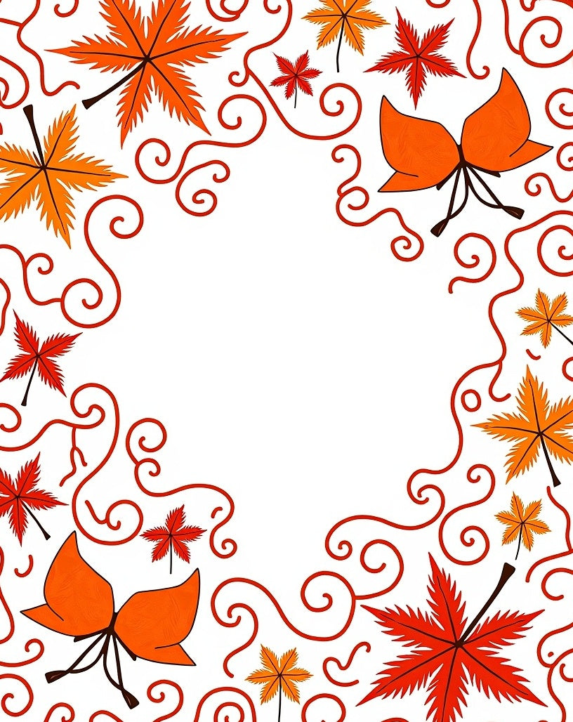 Autumn Leaves Swirl Border Rug