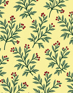 Yellow With Green Berry Branches Rug