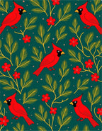 Vibrant Red Cardinal Floral Branch Rug