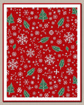 Red White Green Festive Snowflakes Christmas Trees Rug