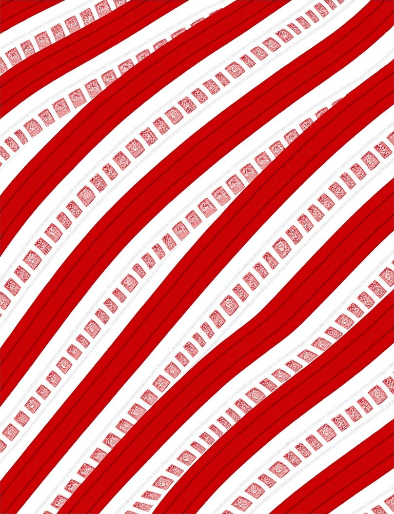 Crimson White Striped Square Collage Rug