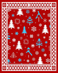 Red Winter Trees Snowflakes Border Rug