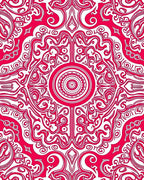 Bold Crimson Medallion Symmetry Rug