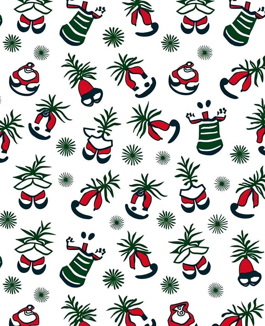 Whimsical Red and Green Christmas Figures Rug