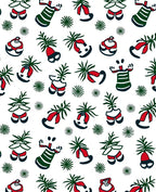 Whimsical Red and Green Christmas Figures Rug