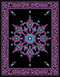 Black Pink Teal Floral Medallion Rug