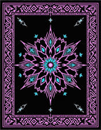 Black Pink Teal Floral Medallion Rug
