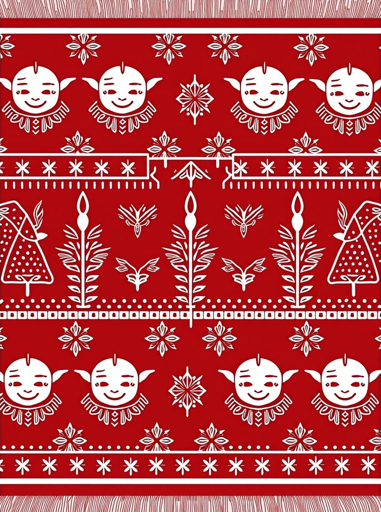 Red White Festive Figural Holiday Rug