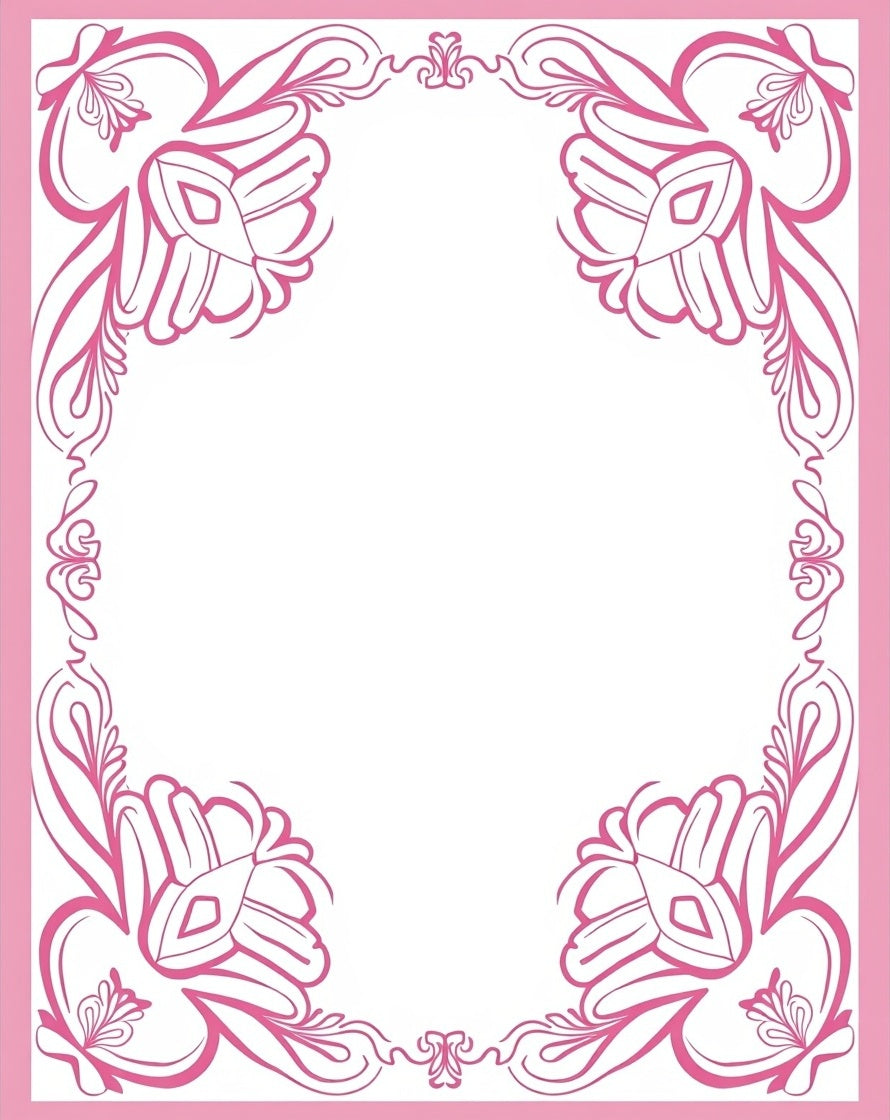 Pink Floral Corner Embellishment Rug